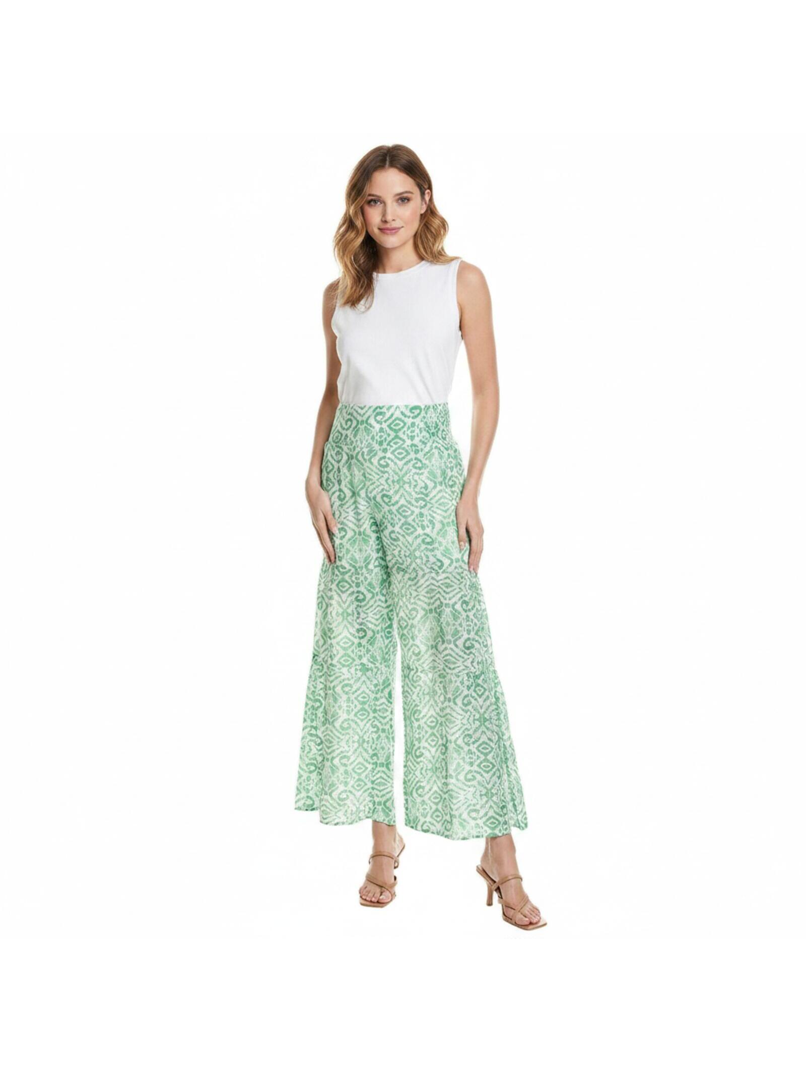 Nanette Lepore Women's Green Geometric Wide-Leg Pants Size M
